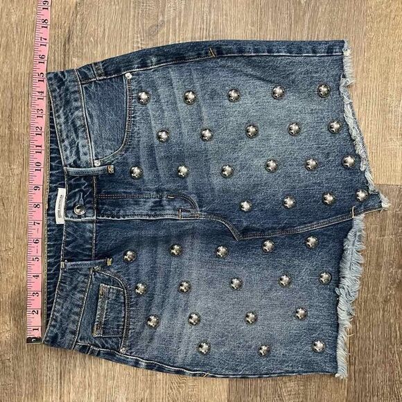 Good American stud asymmetrical jean mini skirt - Picture 5 of 6